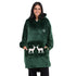 Snuggs Blanket Hoodie Dark Green Christmas Deer Pocket